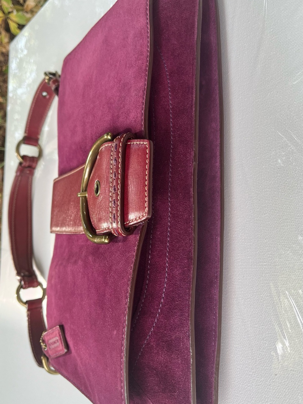 Vintage Y2K Coach Soho Suede Shoulder Flap - Style 9664 - Plum - Picture 11 of 16